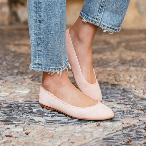 Everlane Day Glove Uk Velasca Pink Suede Leather Ballet Flats